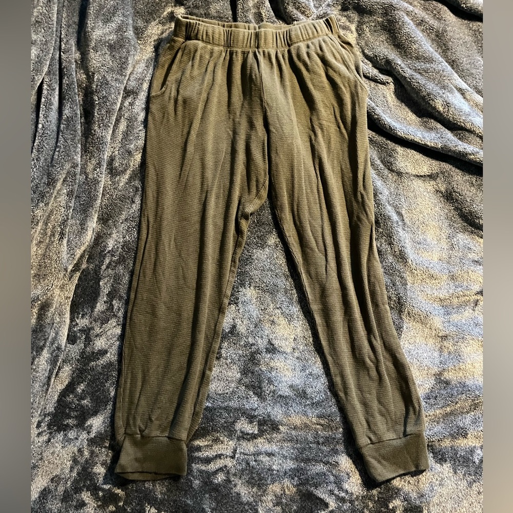 Monrow army green waffle joggers